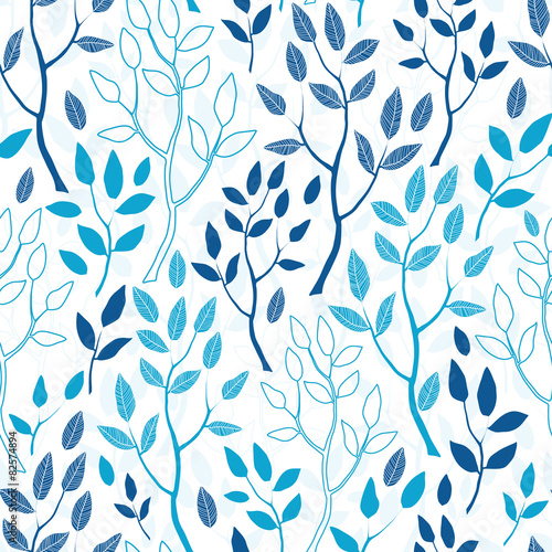 Vector blue forest seamless pattern background
