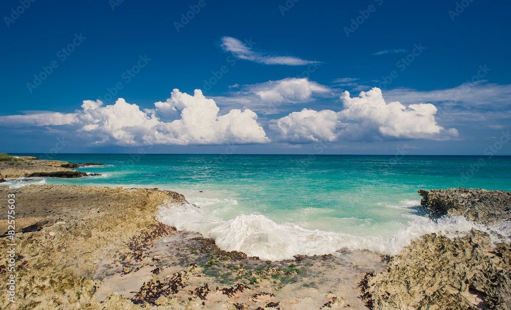 Wild caribbean beach. Dominican republic. tropical sand beach in
