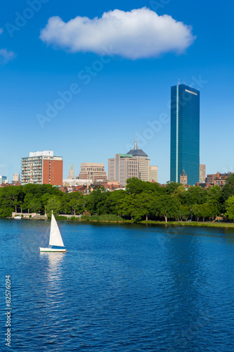 Boston Harvard Bridge in Charles river photo