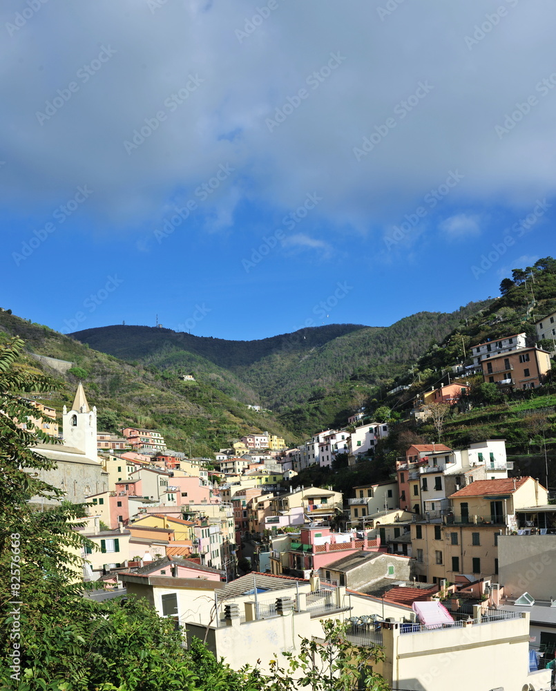 Aerial view of Vernazza - small italian town in the province of