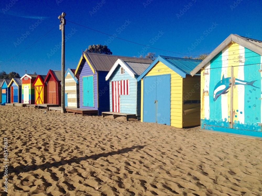 Colorful beach boxes, Brighton Melbourne