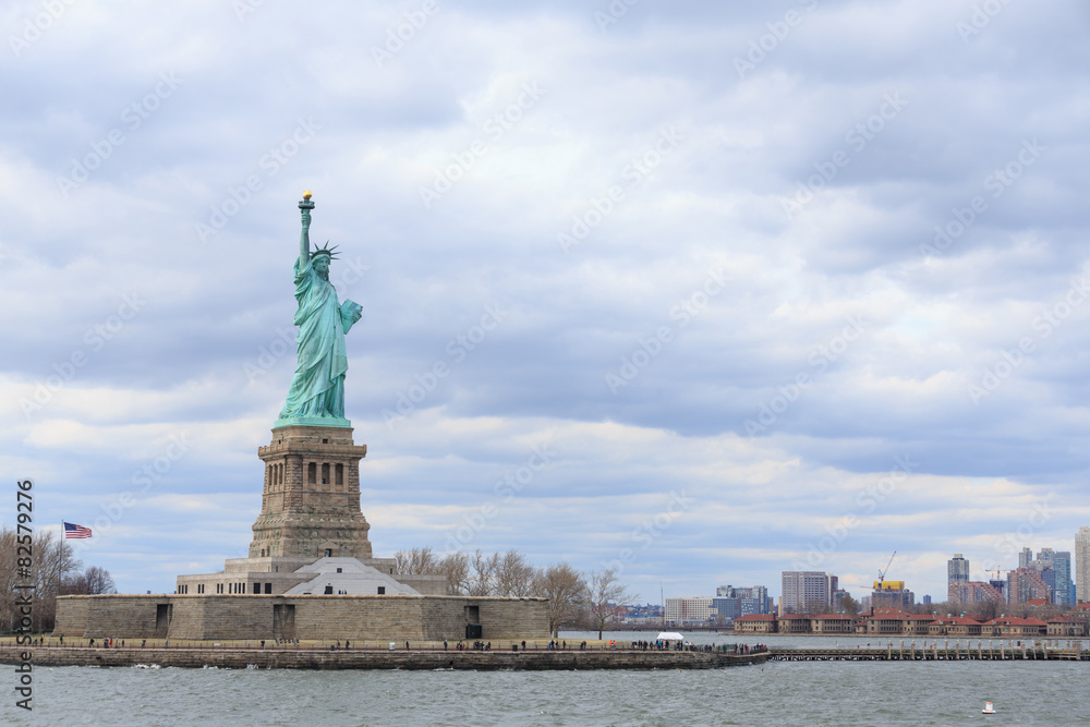 Landscape view of The Statue of Liberty