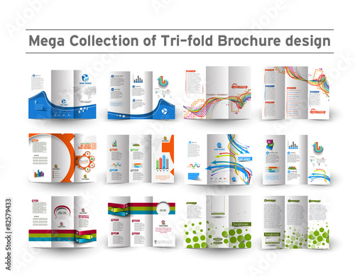 Business Infographic Tri-fold Brochure Design Bundle. photo