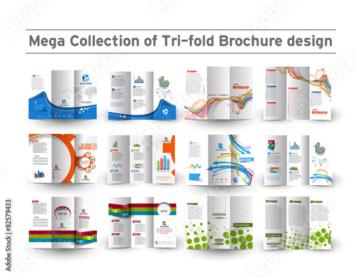 Business Infographic Tri-fold Brochure Design Bundle.