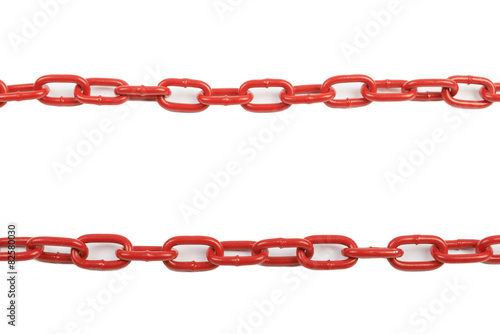 Square red chain isolated on white background, frame