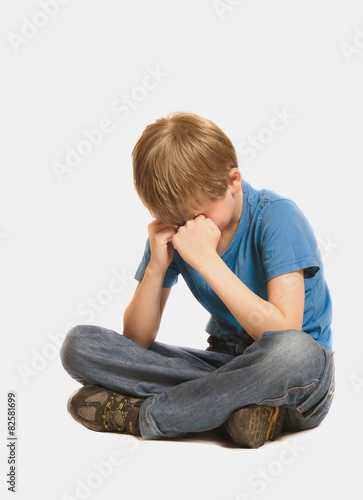 Canvas Print Little Boy Upset and Crying Emotional Childhood Moment