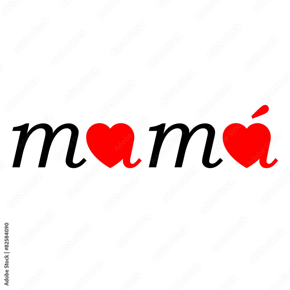 Icono texto mamá con corazón
