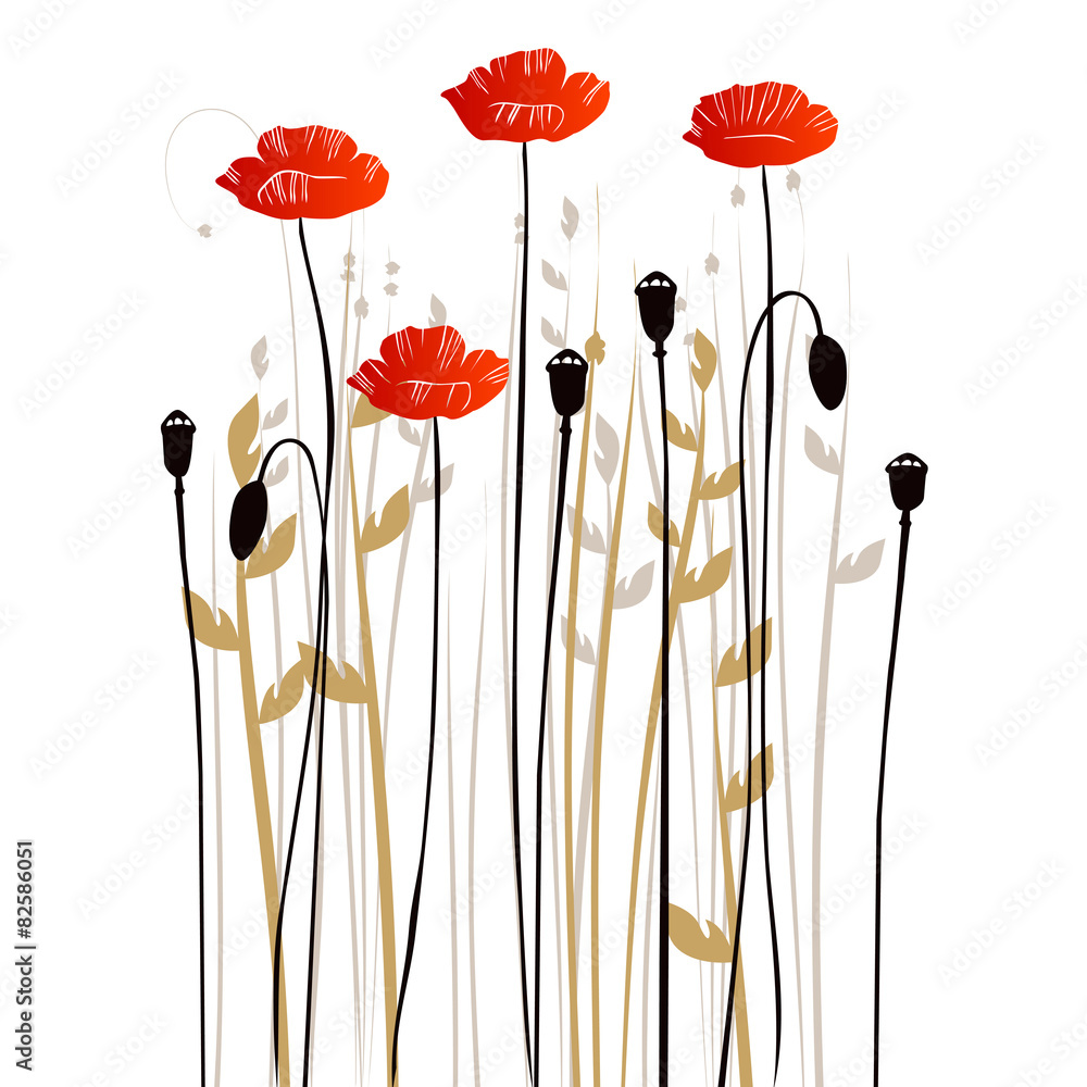 Floral background with poppies