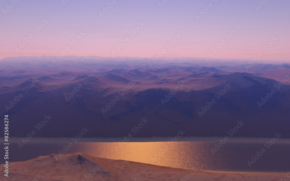 Fototapeta premium Alien landscape, fantastic planet