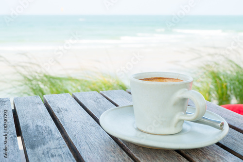 coffee set on the beach