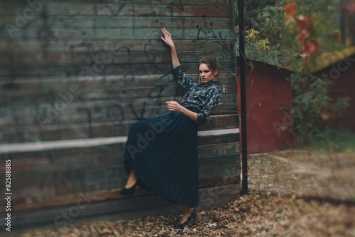 Fashion model in a dress at a photoshoot © Svetlana Iakusheva