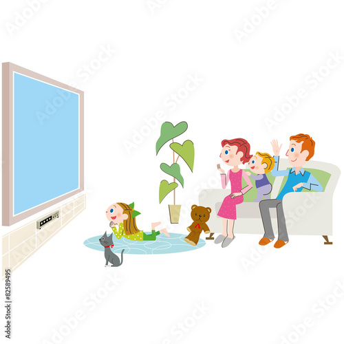 リビングでくつろぐ親子