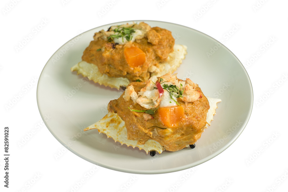 streamed crab curry in the carapace streamed crab curry in the carapace