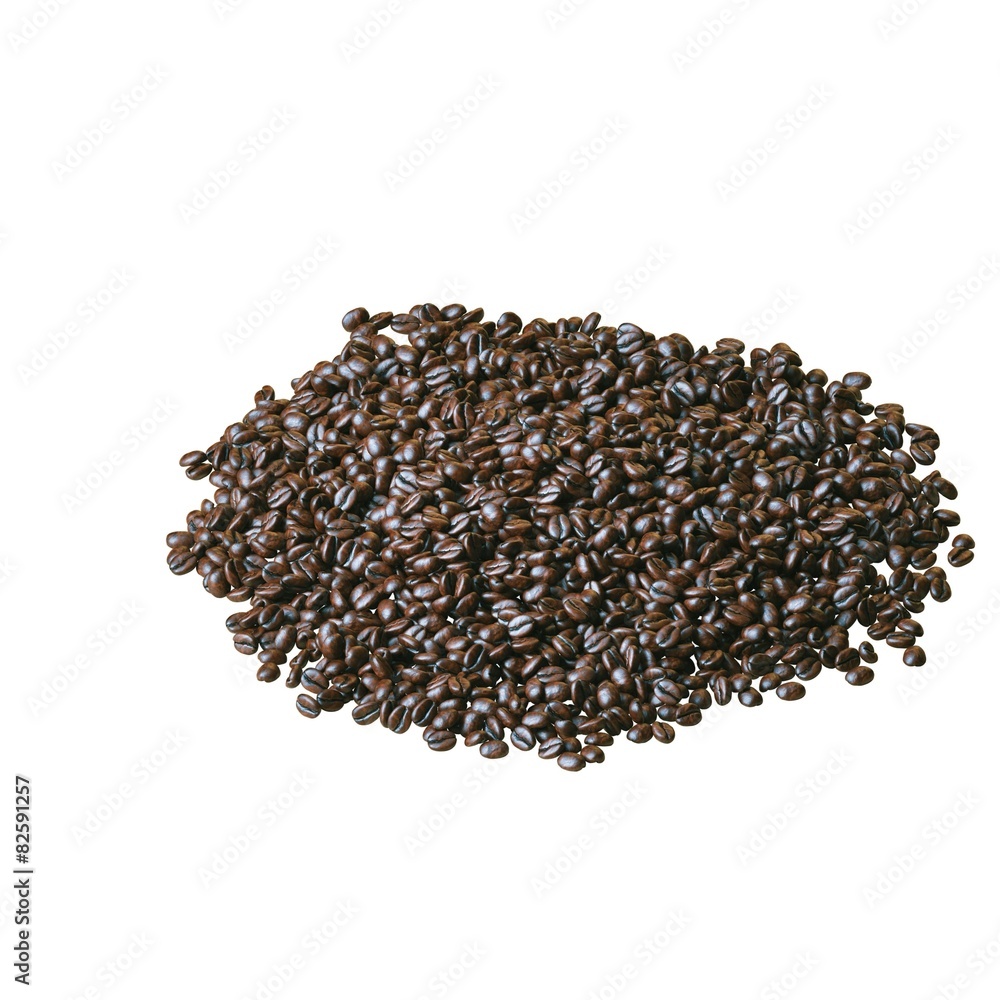 Pile of roasted coffee beans isolated on white background Pile of roasted coffee beans isolated on white background