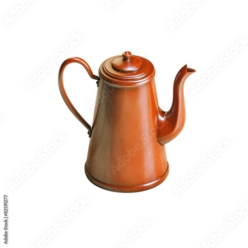 Red retro coffee kettle isolated on white background 