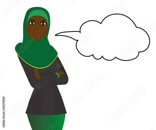 Black muslum girl with message bubble