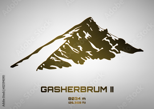 Outline vector illustration of bronze Gasherbrum II