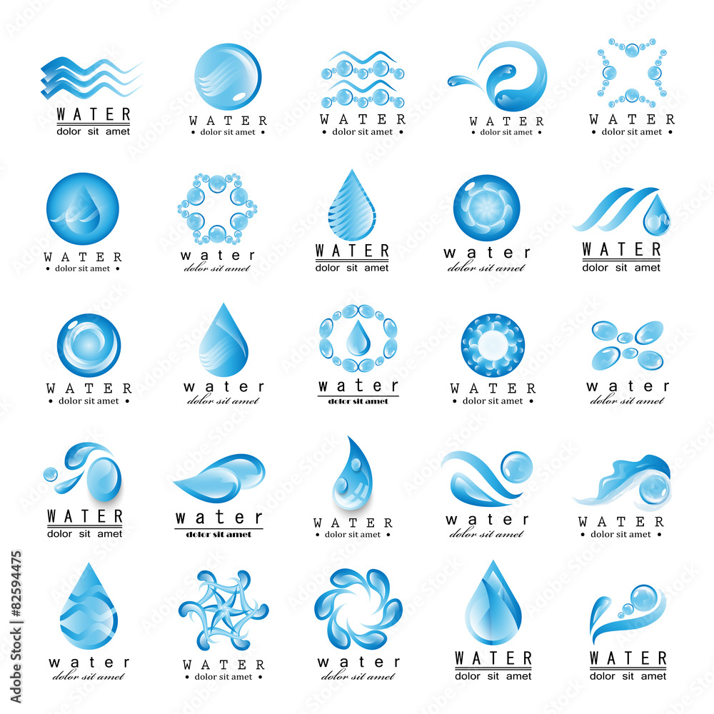 Water And Drop Icons Set - Isolated On White Background - Vector Illustration, Graphic Design Editable For Your Design Water And Drop Icons Set - Isolated On White Background - Vector Illustration, Graphic Design Editable For Your Design