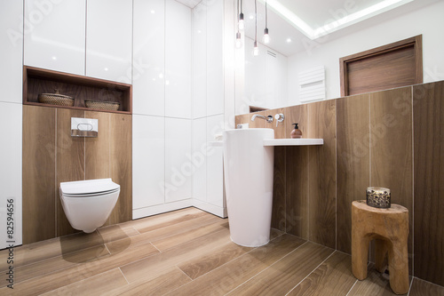 Wooden bathroom in luxury house