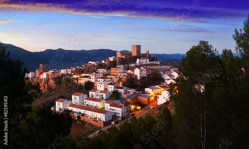 Twilight view of Hornos de Segura town