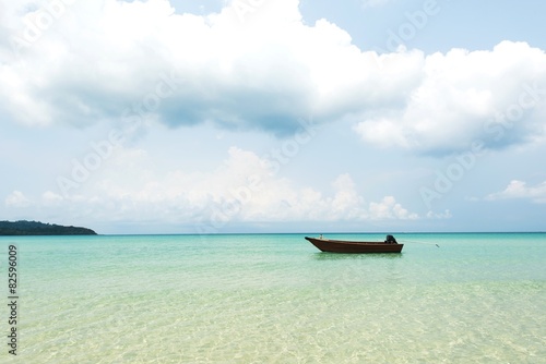 Long boat with beautiful beach at Koh Kood island,Thailand