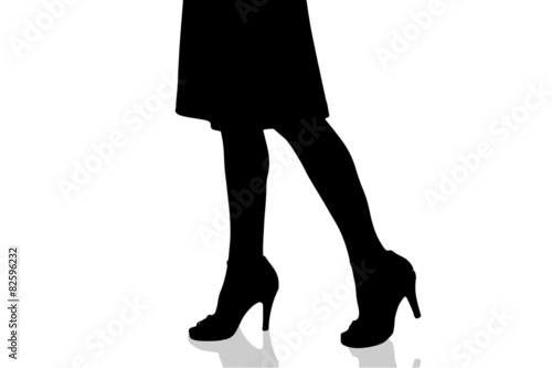 Vector silhouette of female feet.