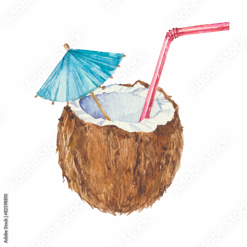 Coconut cocktail  isolated on a white background.