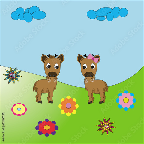 Pair of deer in the meadow  