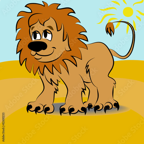 Fototapeta Naklejka Na Ścianę i Meble -  Cartoon lion in desert