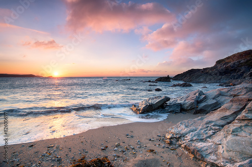 Sunset at Newquay Beach © Helen Hotson