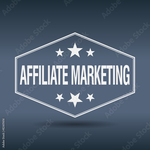 affiliate marketing hexagonal white vintage retro style label