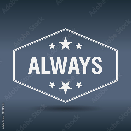 always hexagonal white vintage retro style label