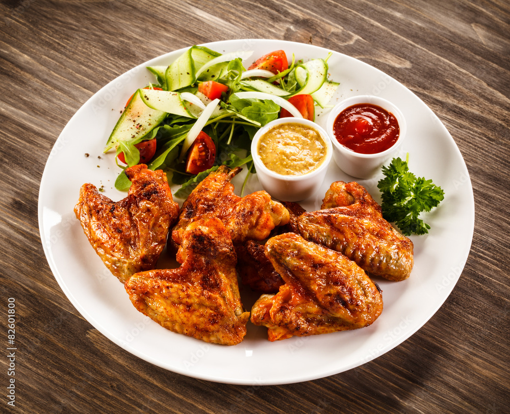 Grilled chicken nuggets and vegetables Grilled chicken nuggets and vegetables