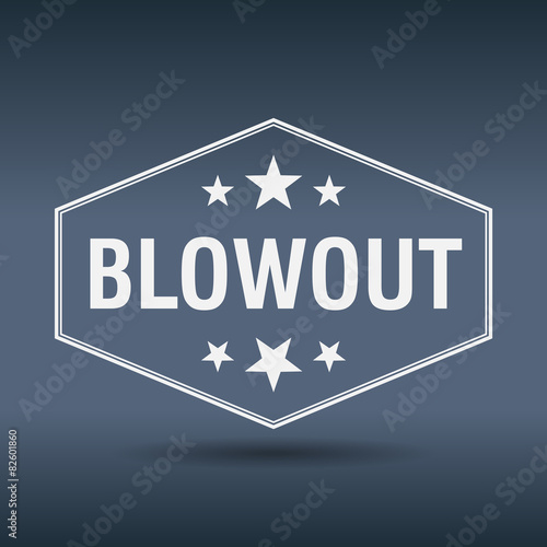 blowout hexagonal white vintage retro style label