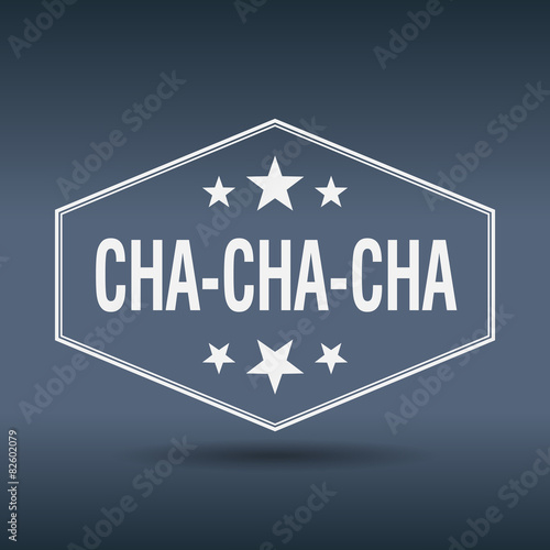 cha-cha-cha hexagonal white vintage retro style label