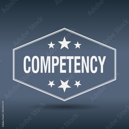competency hexagonal white vintage retro style label