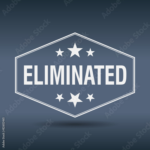 eliminated hexagonal white vintage retro style label
