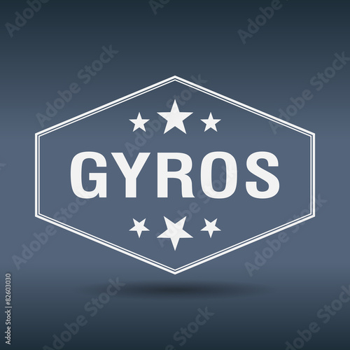 gyros hexagonal white vintage retro style label