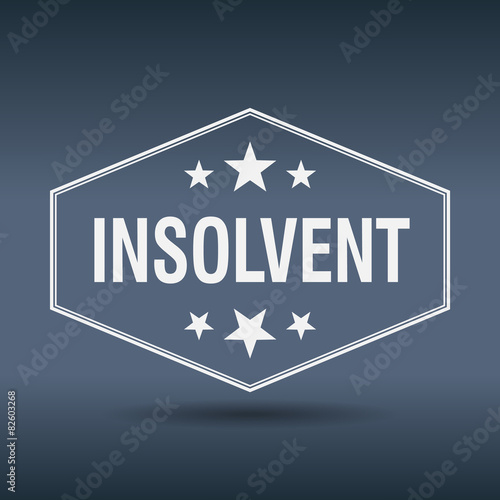 insolvent hexagonal white vintage retro style label