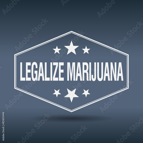legalize marijuana hexagonal white vintage retro style label
