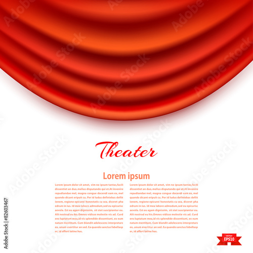 White banner with theatrical Padhuga Red theater curtain. Design