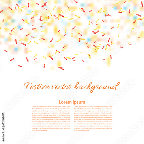White background with confetti. Sample for your festive design.
