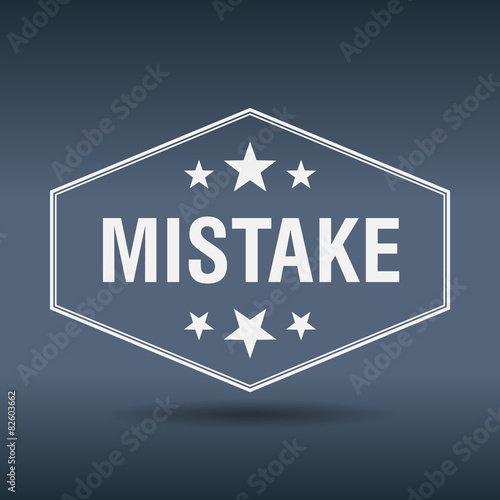 mistake hexagonal white vintage retro style label