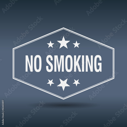 no smoking hexagonal white vintage retro style label