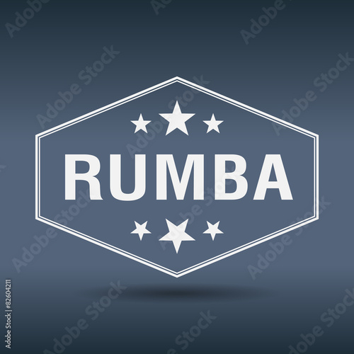 rumba hexagonal white vintage retro style label