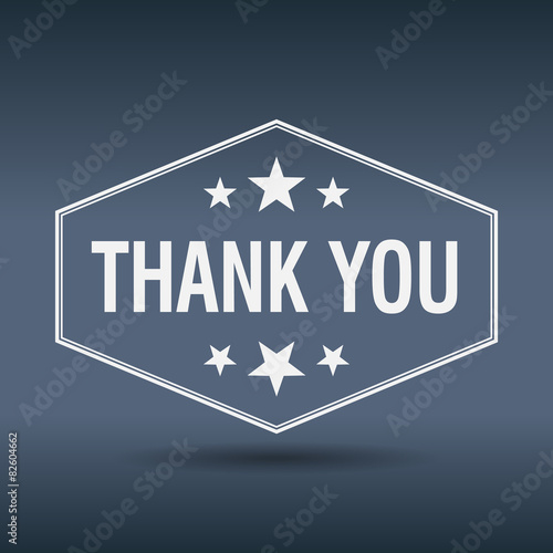 thank you hexagonal white vintage retro style label