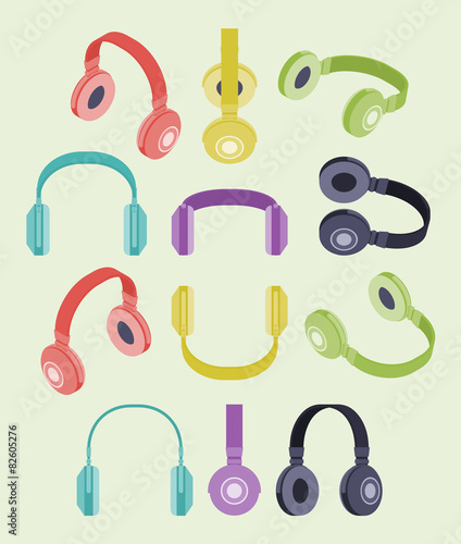 Isometric colored headphones