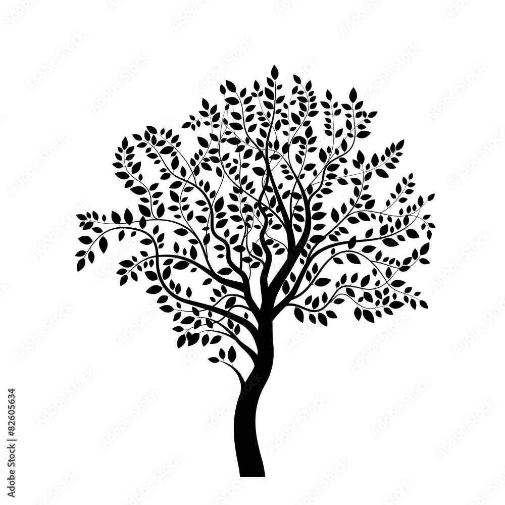 Tree black silhouette isolated on white Tree black silhouette isolated on white