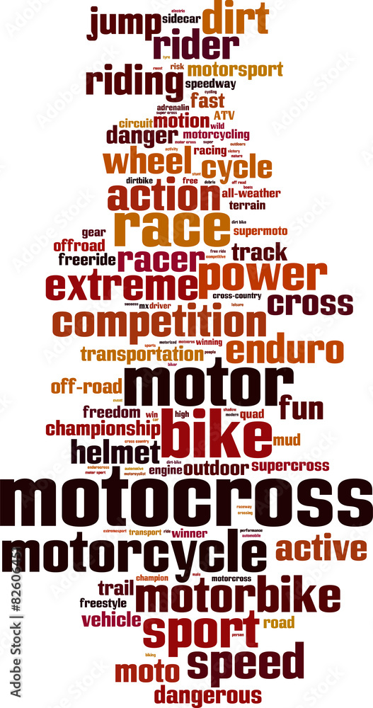 Obraz premium Motocross word cloud concept. Vector illustration