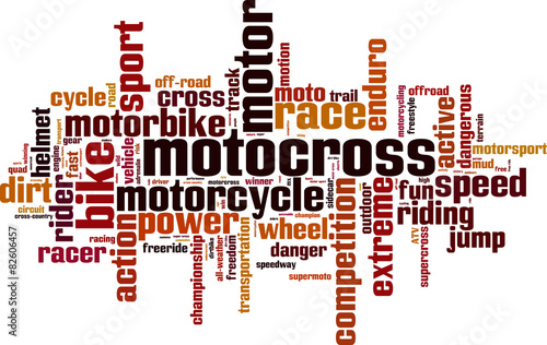 Motocross word cloud concept. Vector illustration